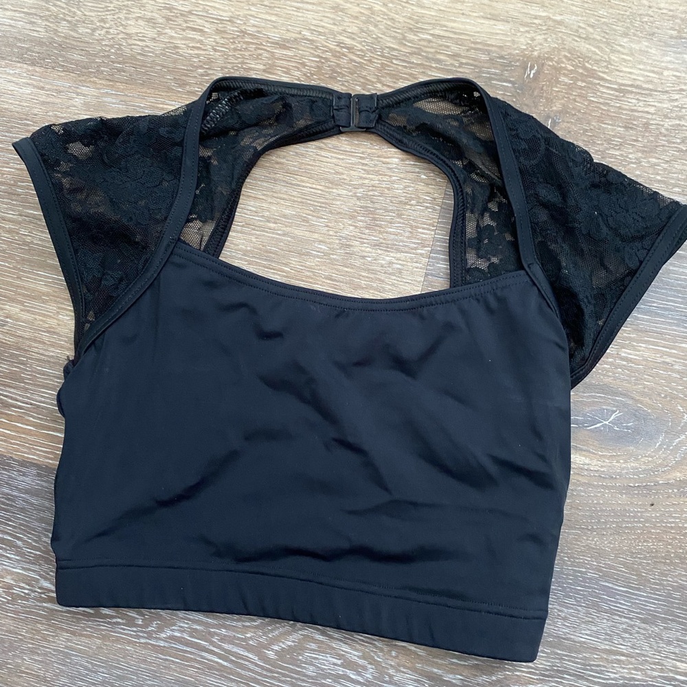Black lace crop top